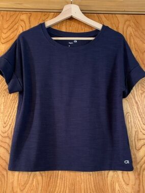 GAP FIT Navy Short-Sleeve Boxy Crewneck Top